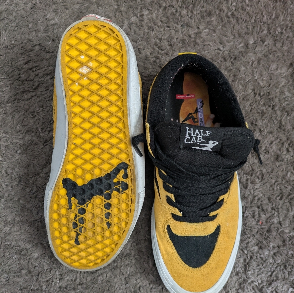 Vans Half Cab Men 8.5 Yellow and Black Sneakers Bruce Lee Used 012025 - Picture 5 of 8